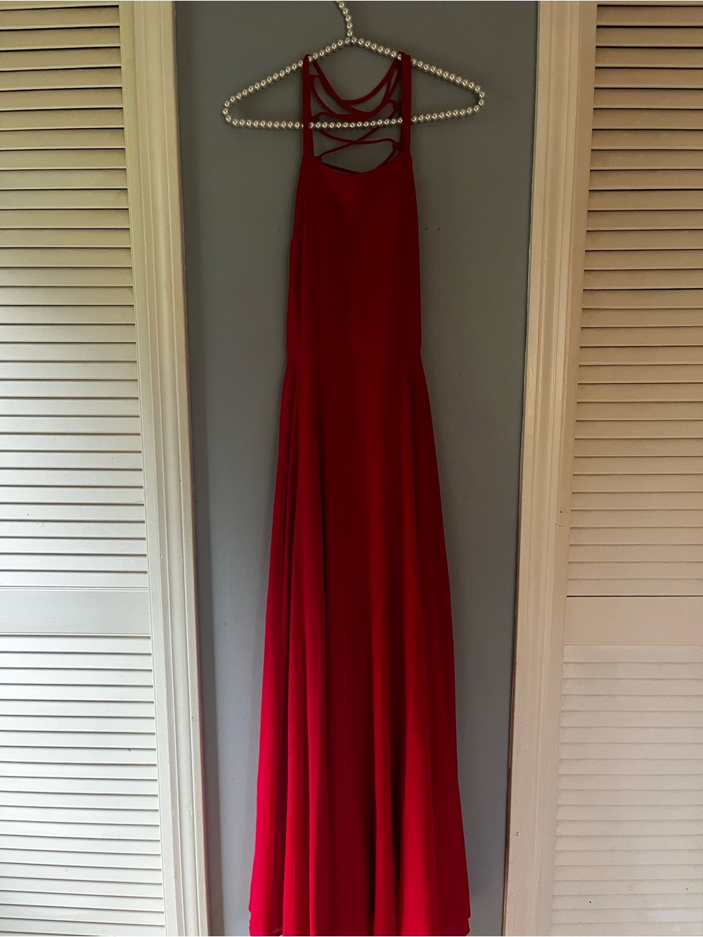 Lulu's Red Strappy Halter Maxi Dress